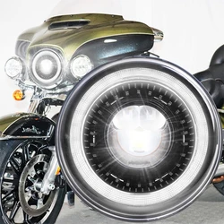 Faro moto LED da 7 pollici per luce moto Harley Davidson Electra Glide Softail Fat Boy Touring H4 con DRL Hi/Low