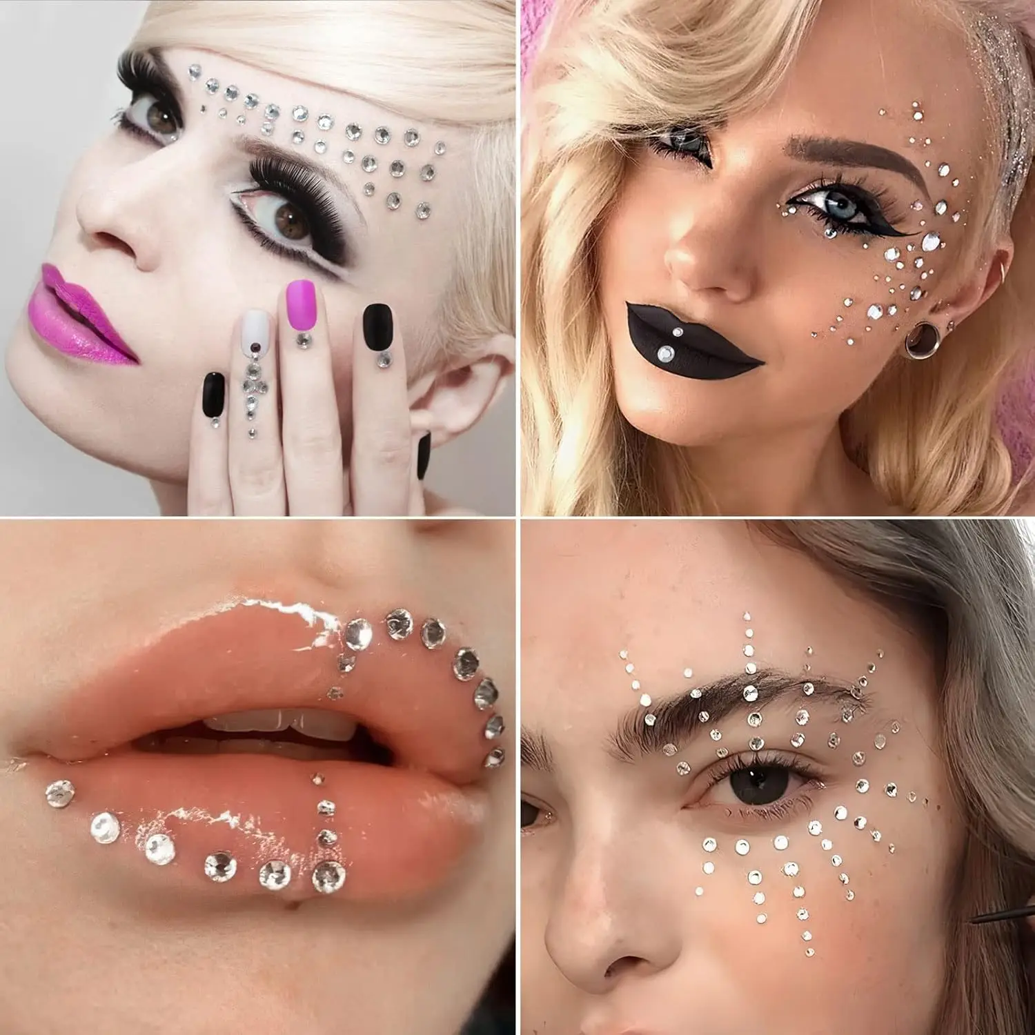 3108 Pcs Rhinestone Stickers, Clear Self Adhesive Gems for Face Hair Makeup, Assorted Sizes Bling Jewel Stickers for Crafts - view 3