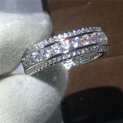 Eternity Full Round Lab Diamond Ring White Gold Engagement Wedding Band Rings for Women Men Jewelry Gift