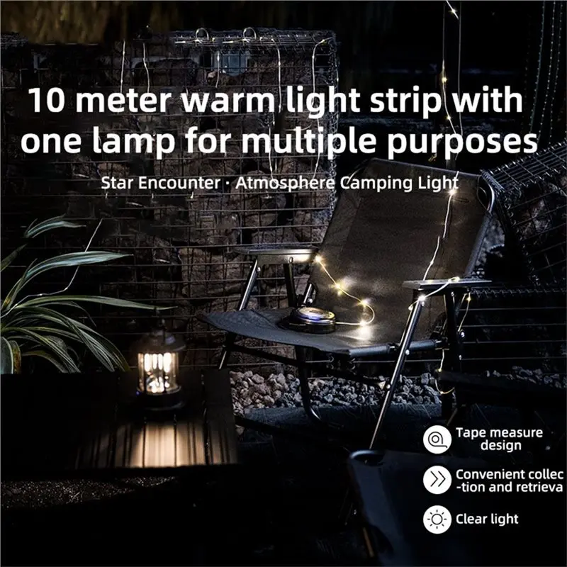 ABZS LED مصباح خيمة خارجي، مصباح قياس شريطي خارجي، سلسلة إضاءة محيطة، شريط إضاءة المظلة، تخزين كرنك اليد