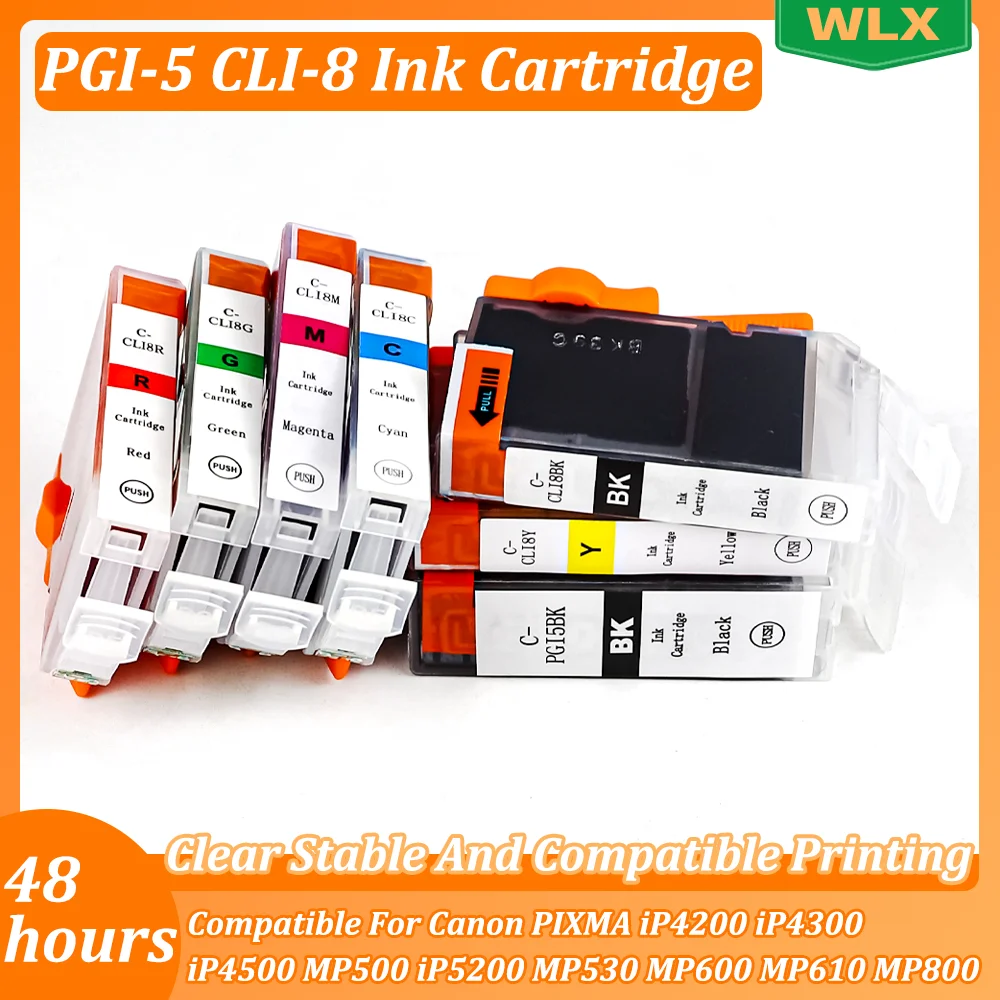 Compatible For Canon PIXMA iP4200 iP4300 iP4500 MP500 iP5200 MP530 MP600 MP610 MP800 1~5SET PGI5 CLI8 CLI-8 PGI-5 Ink Cartridge