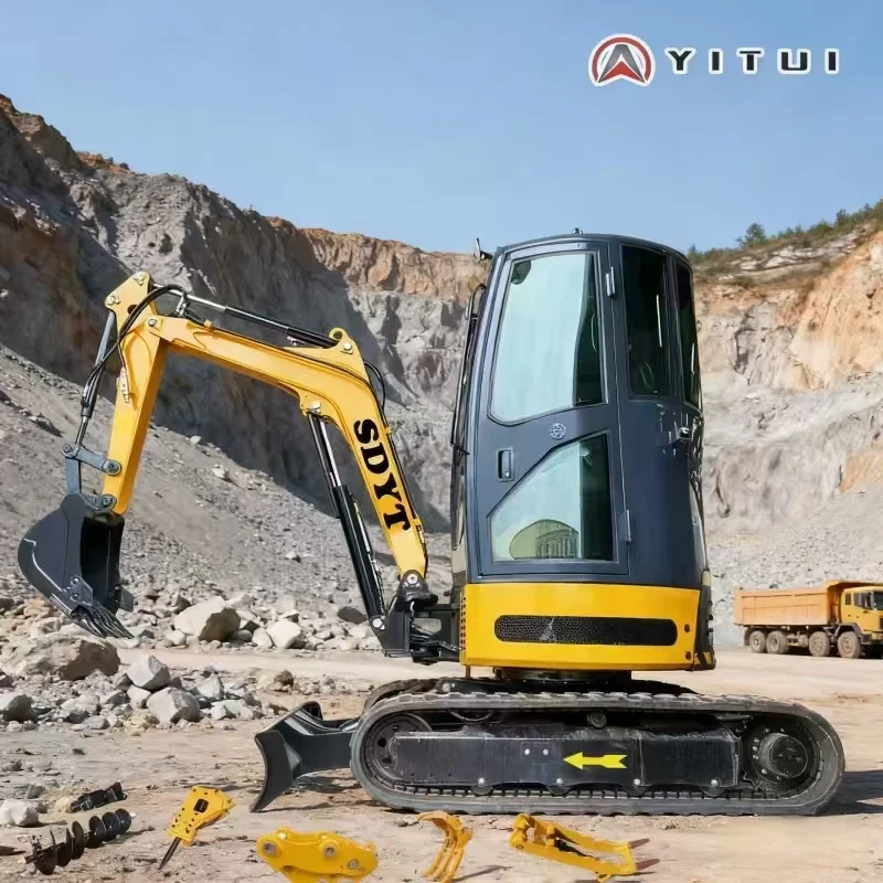 SDYT 미니 굴삭기 소형 크롤러 굴삭기 가정 정원 공사용 도랑 파기 및 철거 유로 5 쿠보타 엔진 맞춤형