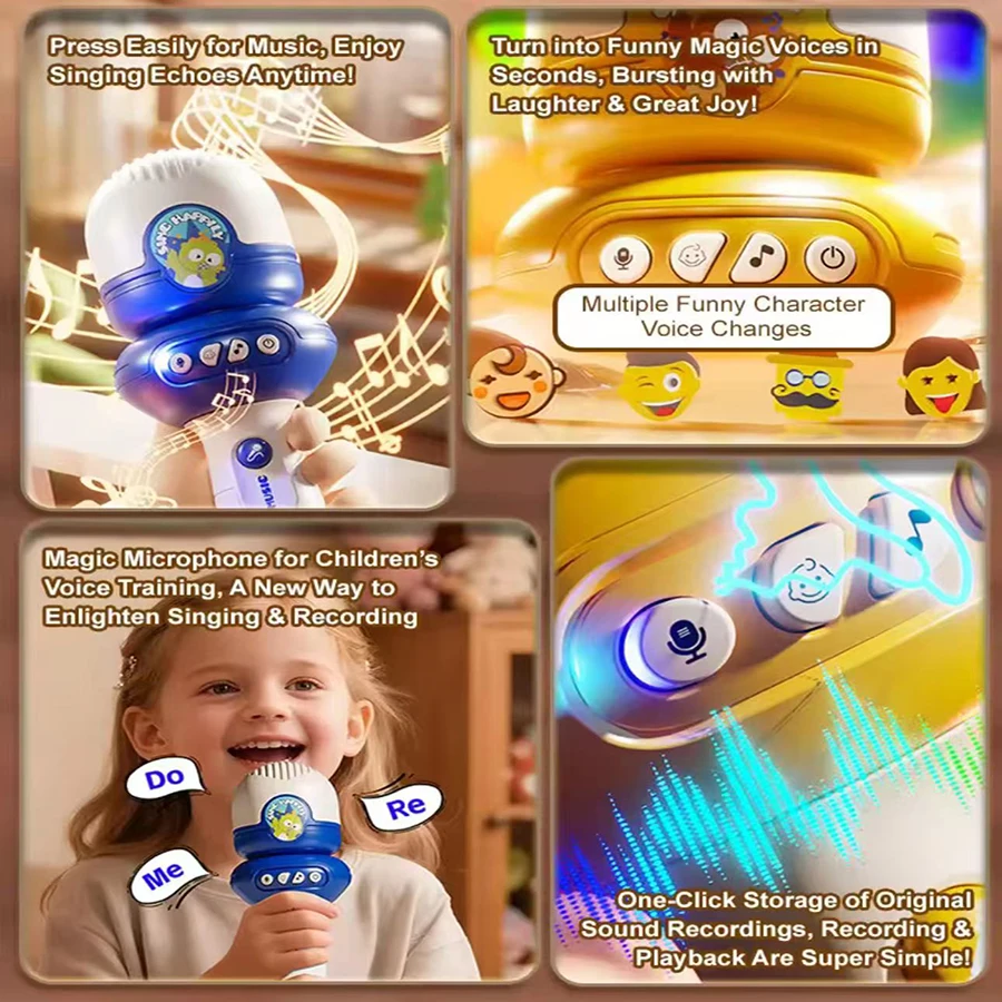 1PCS Kids Microphone Voice Changing Device For Kids Voice Changing Singing Device With Recording Function For Years Old Children