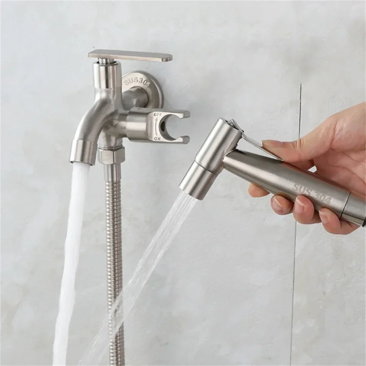304 Stainless Steel Toilet Bidet Spray Set Multi-functional Toilet Sprayer Handheld Faucet High Pressure Shower Head Kits view 3