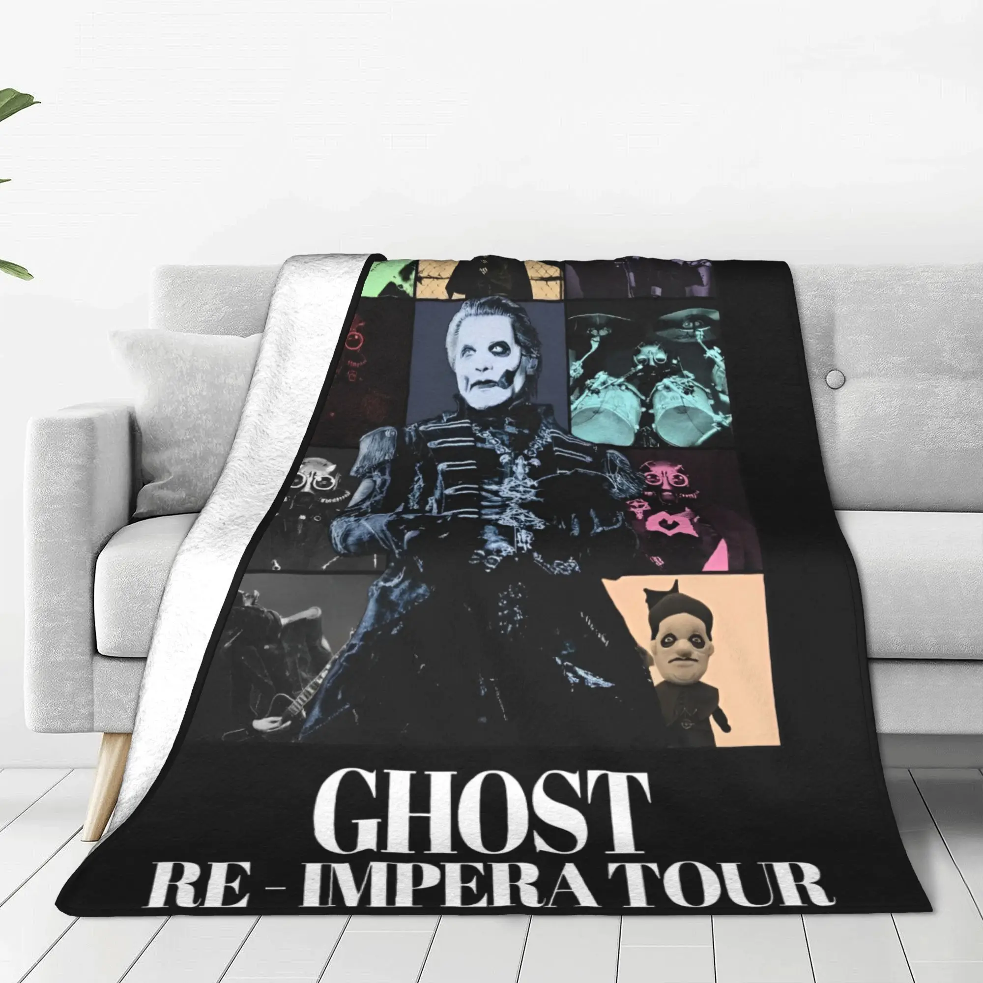 Manta de Ghost Band Rock con estampado de terciopelo, manta suave multifunción para cama, alfombra de viaje