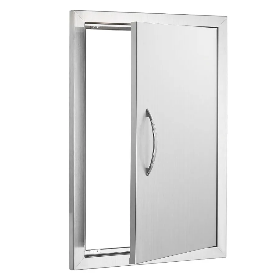 BBQ Access Door, 17W x 24H Inch Single Outdoor Kitchen Door, Stainless Steel Flush Mount Door, Wall Vertical Door with Handle,