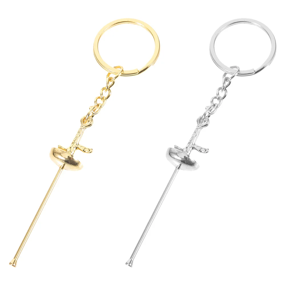 

2Pcs Keychain Metal Fencing Ornament Decorative Hanging Wear-Resistant Bag Pendant Portable Chic Key Accessory