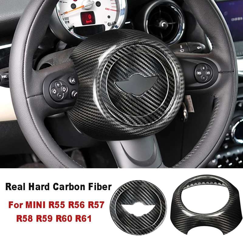 

Real Hard Carbon Fiber Car Steering Wheel Airbag Cover Sticker for MINI COOPER R55 R56 R57 R58 R59 R60 R61 Interior Accessories