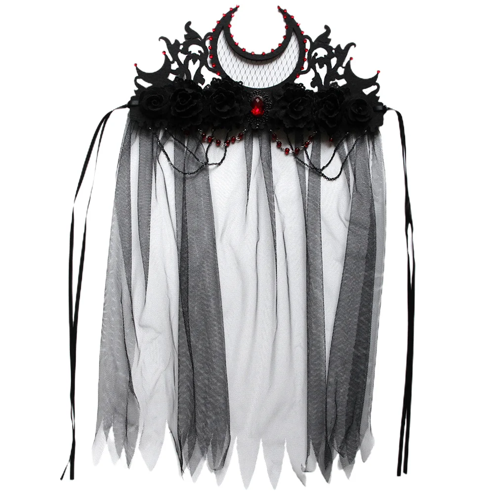 

Черная сетчатая корона, головной убор, готический костюм на Хэллоуин, женская вечерние вуаль, тиара в стиле панк, повязка на голову, аксессуар для волос для косплея