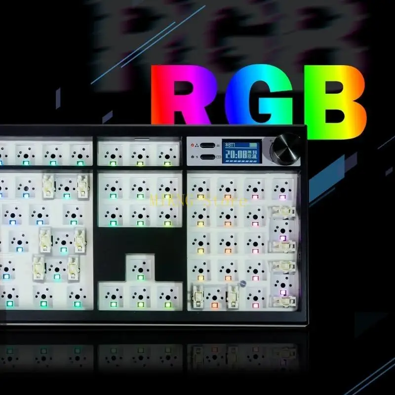 GMK104 3Mode لوحة المفاتيح الميكانيكية القابلة للتخصيص typec 2.4 جيجا هرتز BT5.0 مع عرض وضبط المقبض يعزز كتابة أفضل بيع
