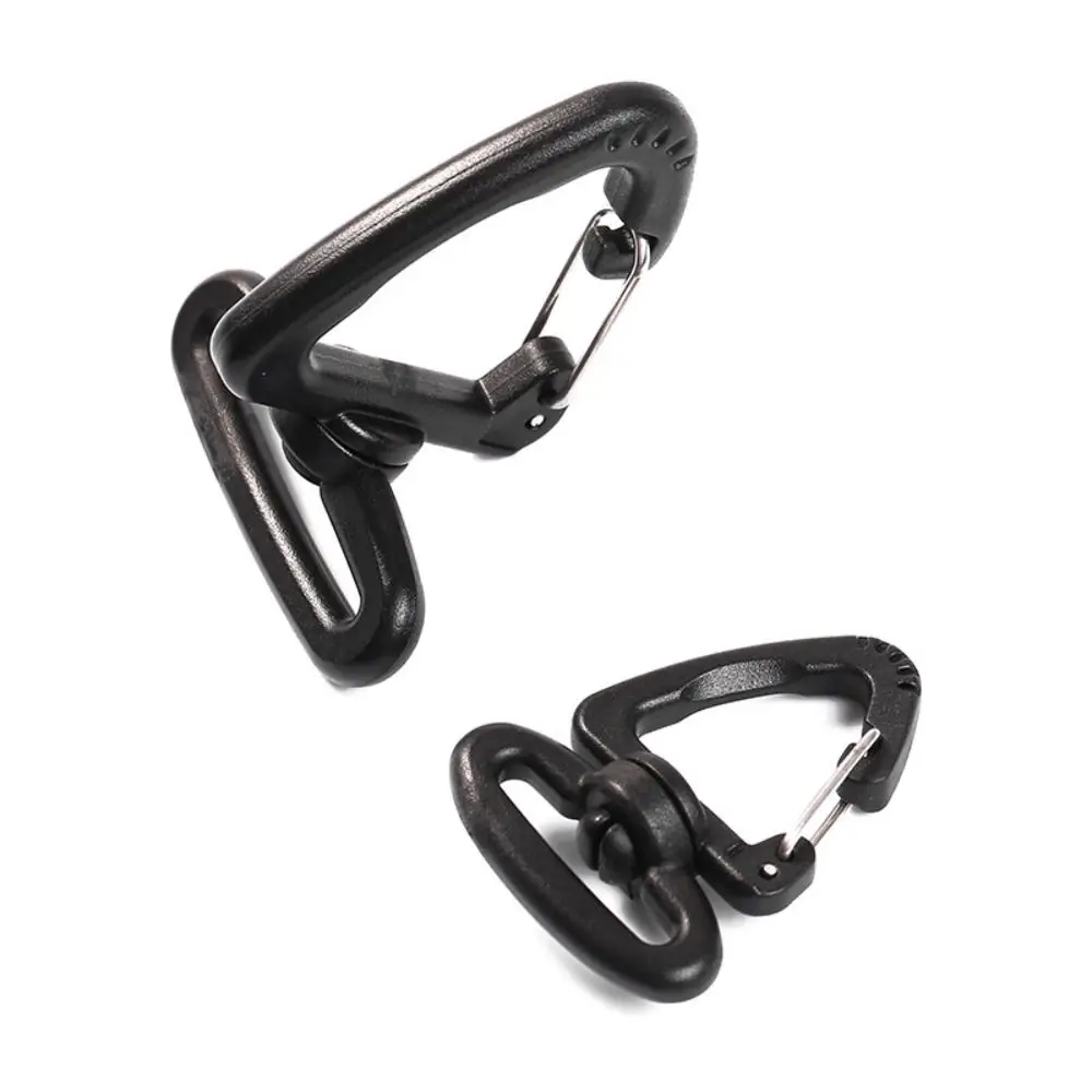 5pcs New Plastic Alloy Camping Hiking Keychain Black Triangle Carabiner Spring Quickdraws Hooks Outdoor Tool