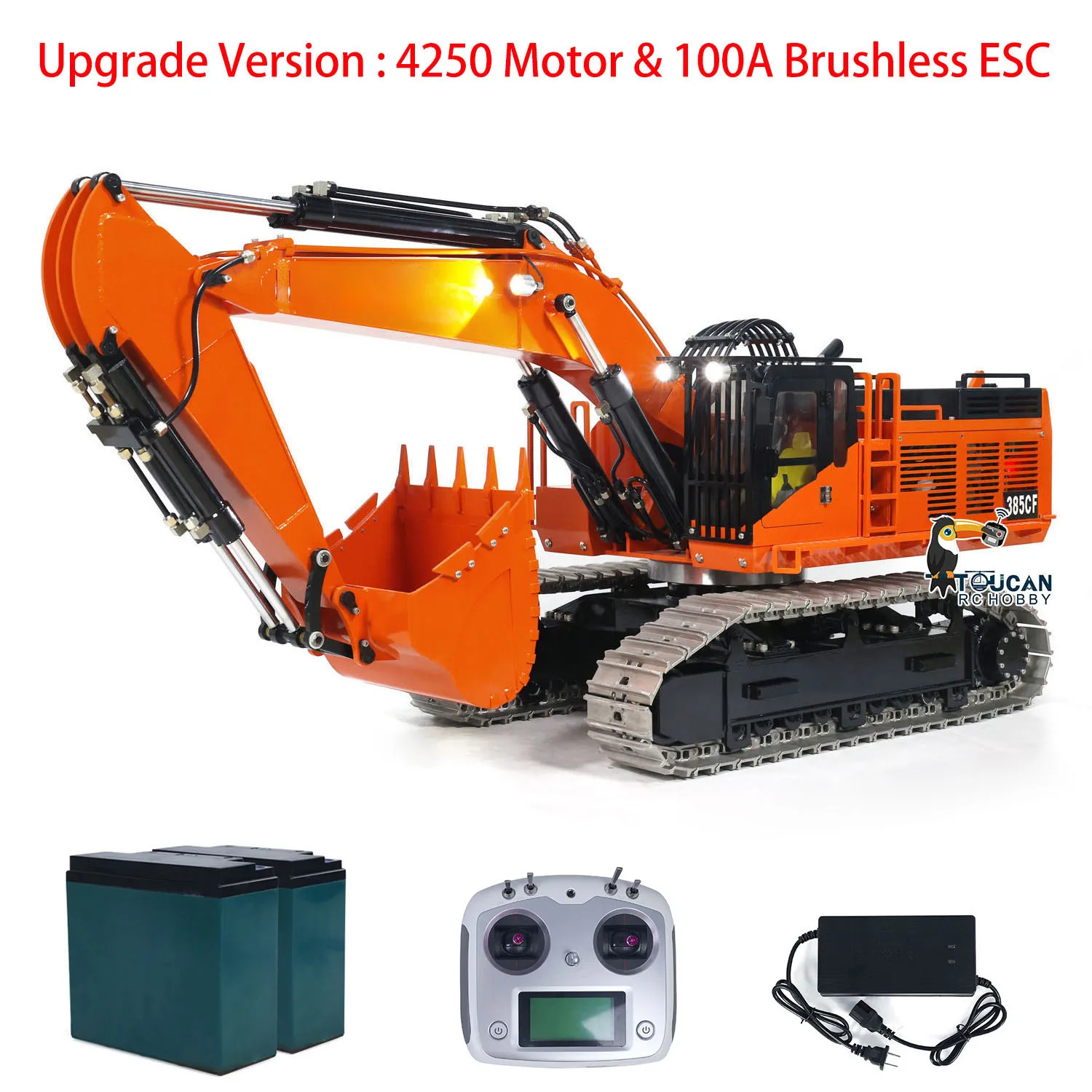 RTR 385CF Giant Digger 1/8 RC Excavator Hydraulic Heavy Duty Machine Remote Control Construction Vehicle Lights Brushless ESC