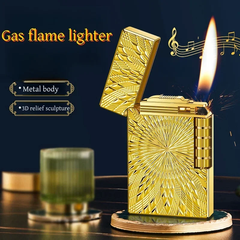 New Metal Side Sliding Grinding Wheel Gas Open Flame Lighter Portable High-end Lighter for Men's Gift Cigarette Accessories