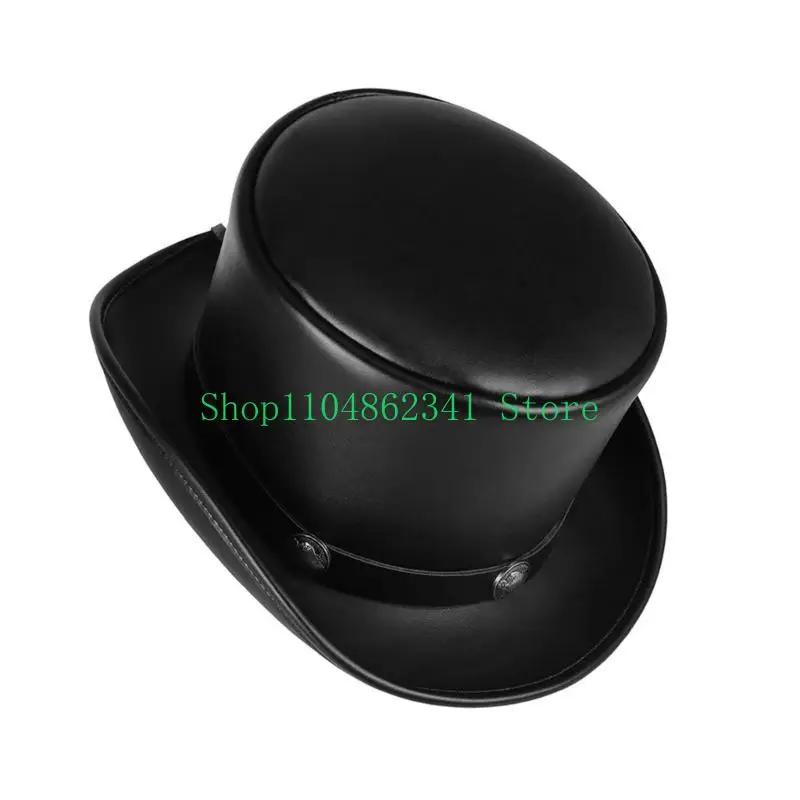 

652F Steampunk Top Hat PU Pork Pie Hat Steampunk Hat Gay Top hat Bowlerhat Magician Top Hat Magician Performed Hat
