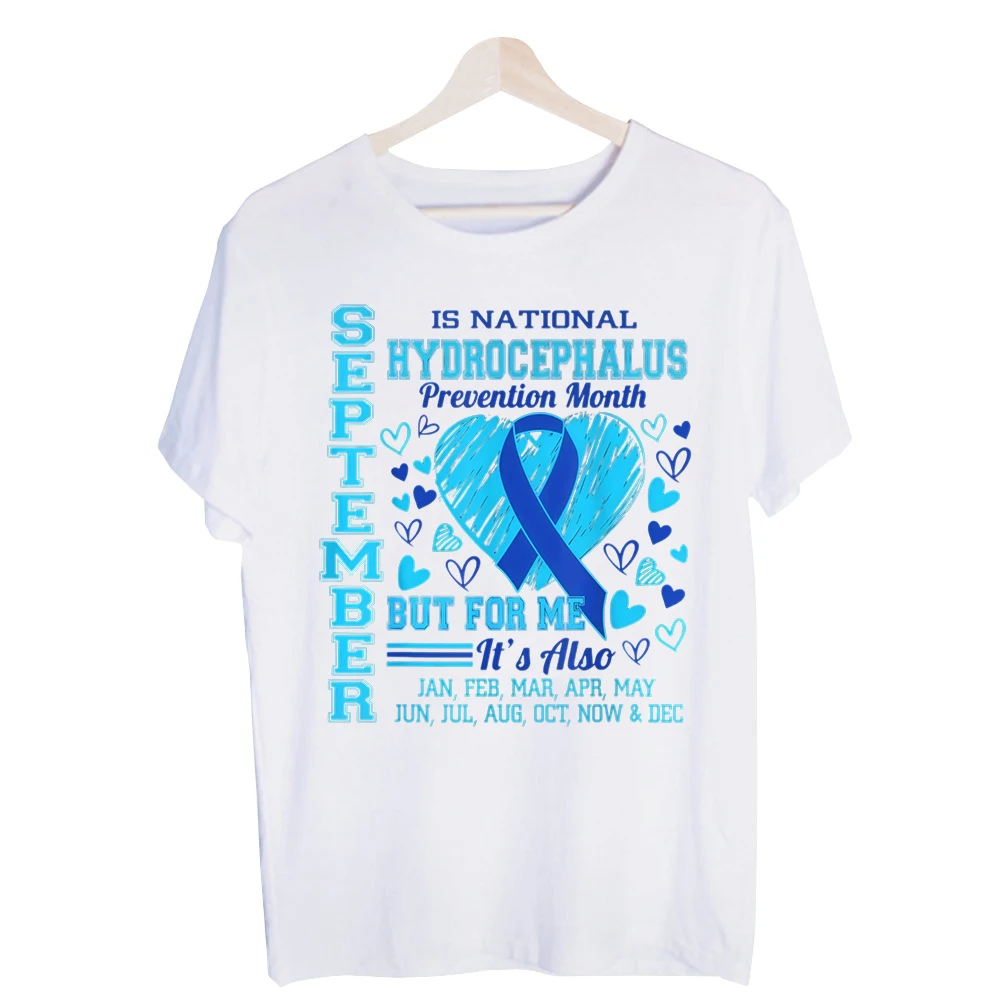 Men's Hydrocephalus Awareness Ribbon Graphic Tee, Short Sleeve Crew Neck T-Shirt for Casual Support and Everyday Wear