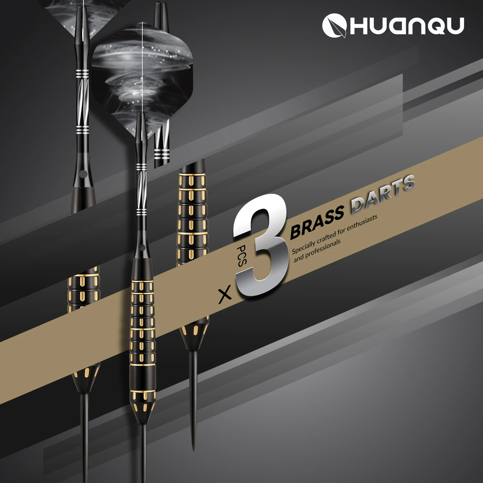 

Профессиональный набор из трех латунных дротиков Huanqu включает дополнительные валы для дротиков, полеты в дротики и запасные аксессуары, стандартные дротики для соревнований в домашний бар