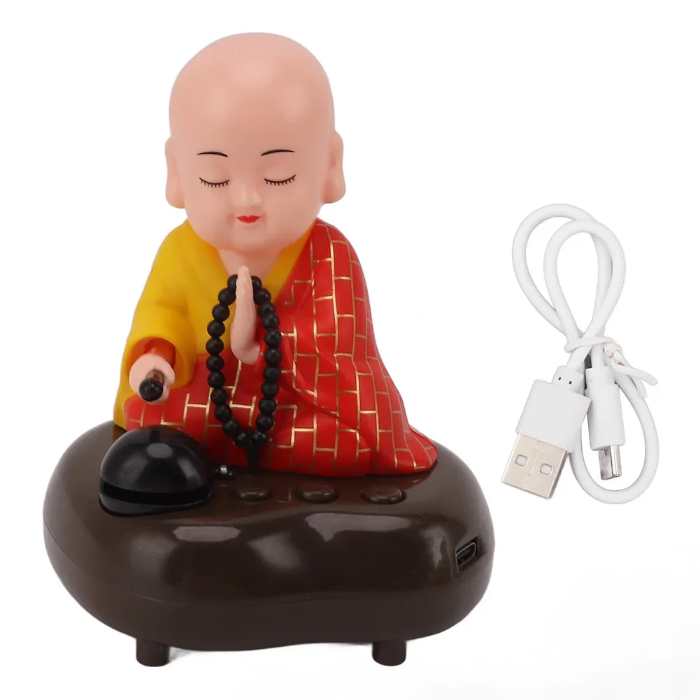 

1set Little Monk Figurine With USB Cable With 6 Songs Multi-functional Adjustable Volume Monk Statue Car Decor Accessories