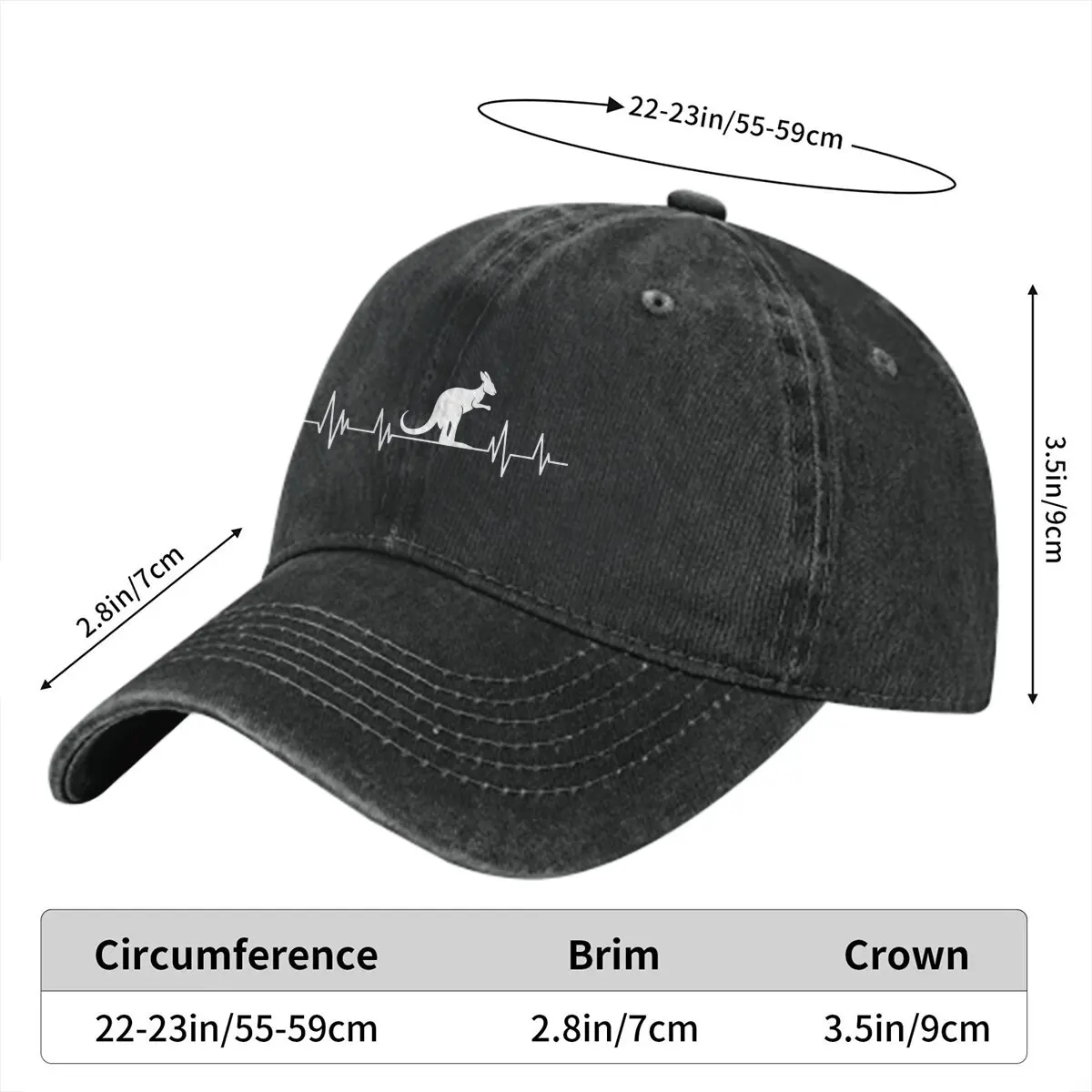 Australian Kangaroo Multicolor Hat Peaked Women's Cap Heartbeat Lover Personalized Visor Protection Hats