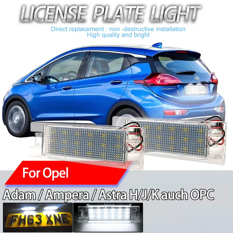2Pcs Canbus No Error Car LED Number Plate Light Fit for Opel Adam Ampera 2012-2019 Astra H/J/K auch OPC/GTC 2004-2021