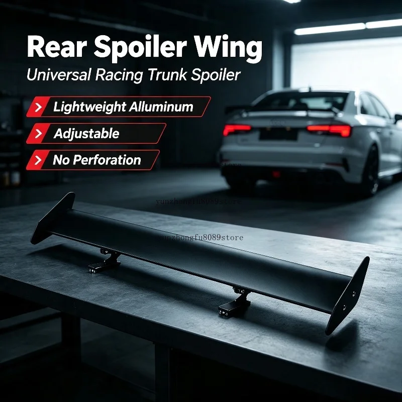 Universal Lightweight Aluminum Adjustable No Perforation Car Trunk Hatchback Spoiler Rear Racing Spoiler Wing