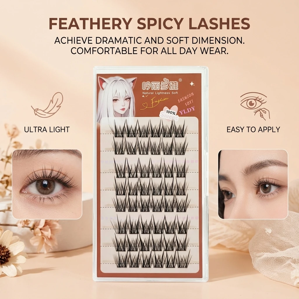 Baby Straight Individual Cluster False Eyelashes Segmented Natural Design Lightweight Fiber 7-13mm Mixed C Curl for Daily Makeup
