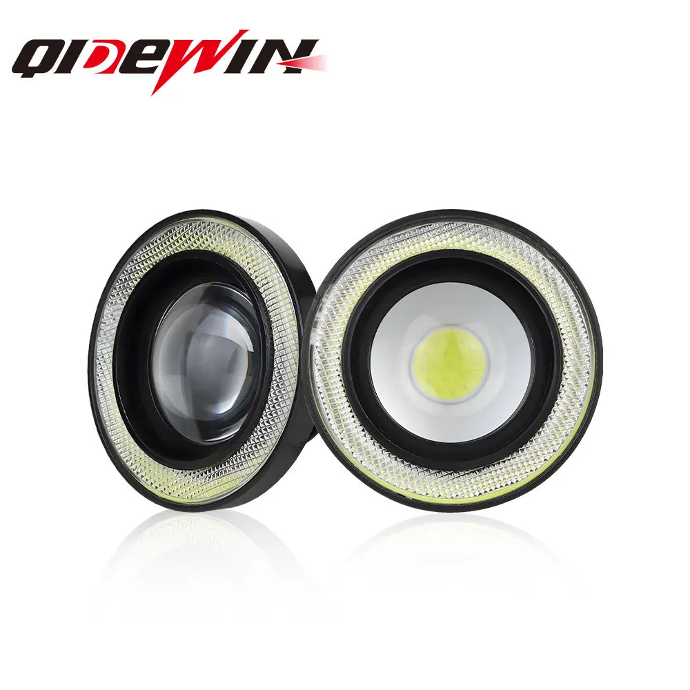 COB angel eye car led fog light, double lens daytime running light modified 3 inch fog light