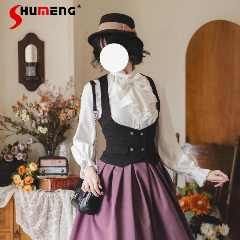 

Original British Retro Elegant Long Sleeve Shirt Spring Autumn 2025 Japanese Women's Slim Fit Lolita Blouses Camisas De Mujer