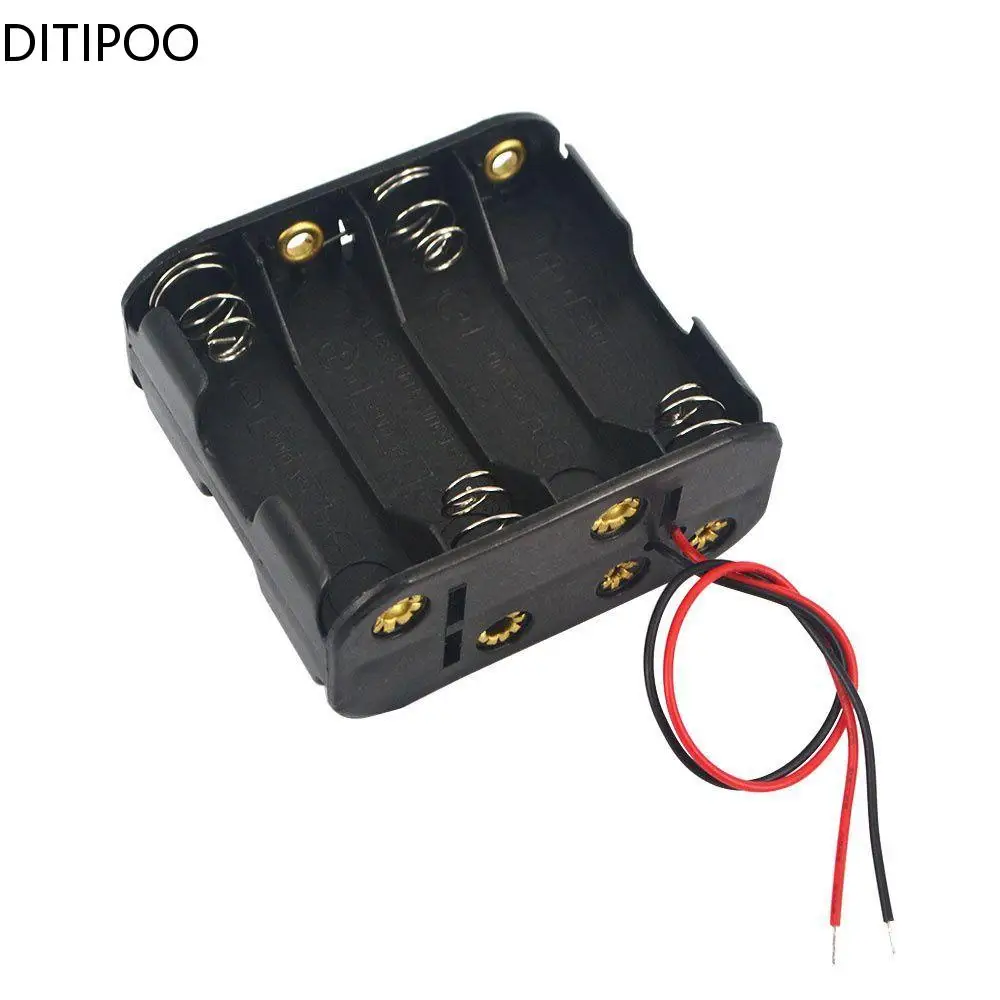 

Battery Holder Case 12V Battery Clip Slot Storage Boxes Power Bank Cases 8 AA Batteries Stack with 6 Leads Wire