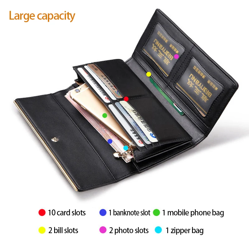 New Large-Capacity Genuine Leather Wallet For Women Long Multi-Functional Card Holder Fashionable Clutch Luxury Design