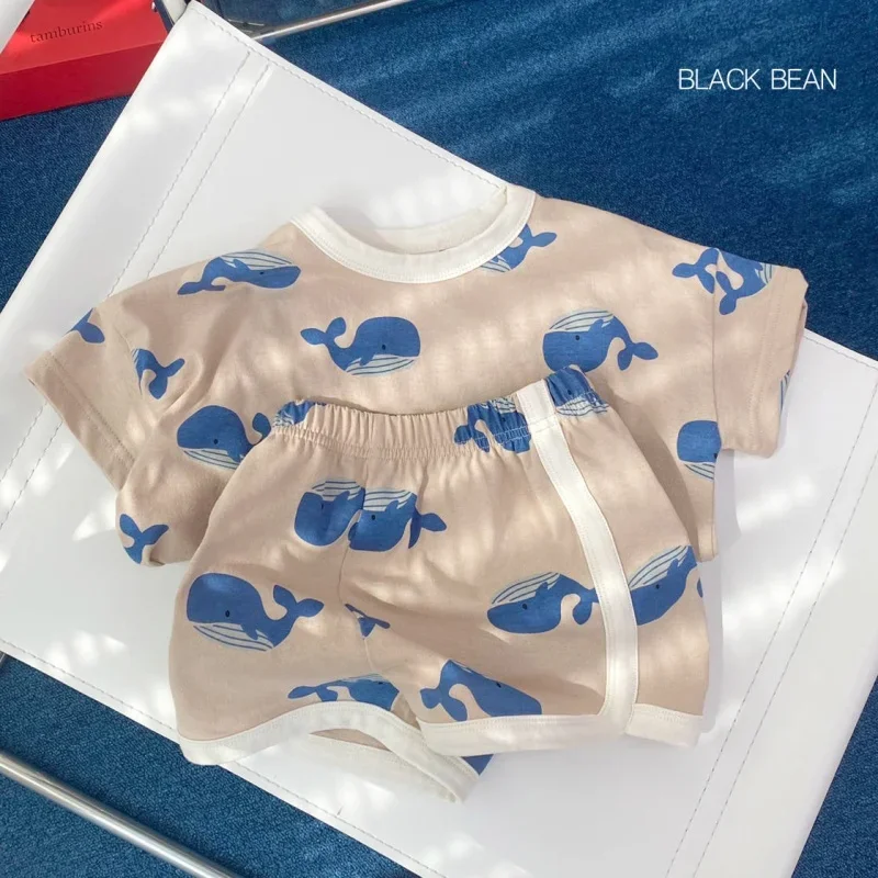Zestaw ubranek dla chłopca maluch dzieci letnie ubrania Cartoon t-shirt + szorty 2-częściowy garnitur Newborn Boy ubrania dla dziewczynki letnie