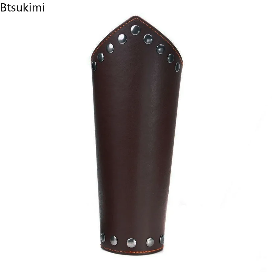 1 PCS Halloween Cosplay Props Faux Leather Wide Bracer Men Arm Armor Cuff Steampunk Vintage Medieval Gauntlet Wristband Bracelet