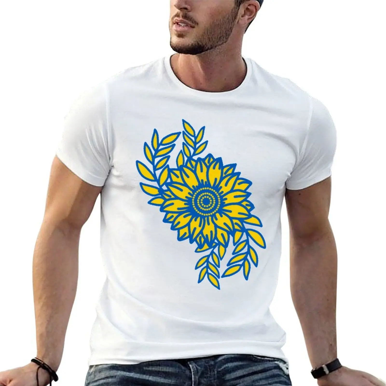 Ukraine Sunflower And Olive Branch T-Shirt graphic t shirts for man man t shirts for men t shirts for man cotton funny T-shirt