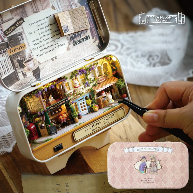 Box Theater Mini Doll House Desk Decorations Miniature DIY Dollhouse Kits Furniture Case Toys For Xmas Birthday Gifts