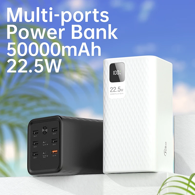 Large Capacity 50000mAh Power Bank Portable External Spare Battery 22.5W Fast Charger Multi Port Powerbank For iPhone 12 Xiaomi