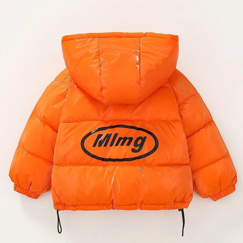 Girls Down Coat Jacket Cotton Windproof Outwear 2023 Orange Warm Thicken Velvet Winter Skiwear Children's Clothing