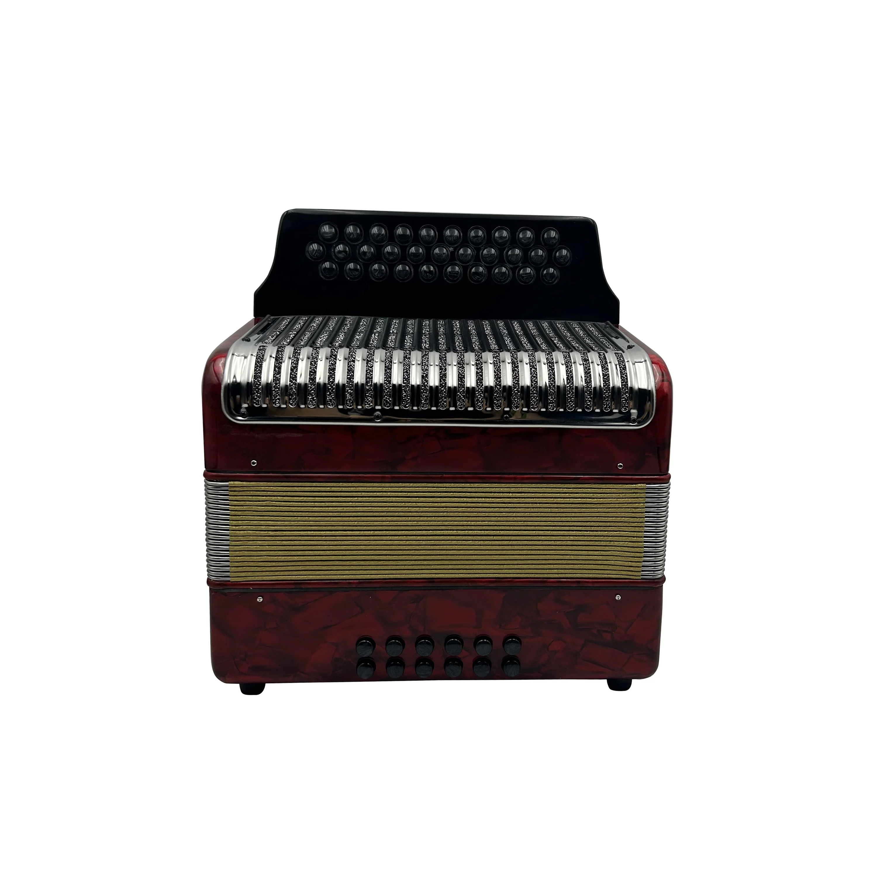 Professional JB3112C Diatonic Red Celluloid Accordion Instrument 31 Buttons 12 Bass Black Button Gold Bellow Acordeon