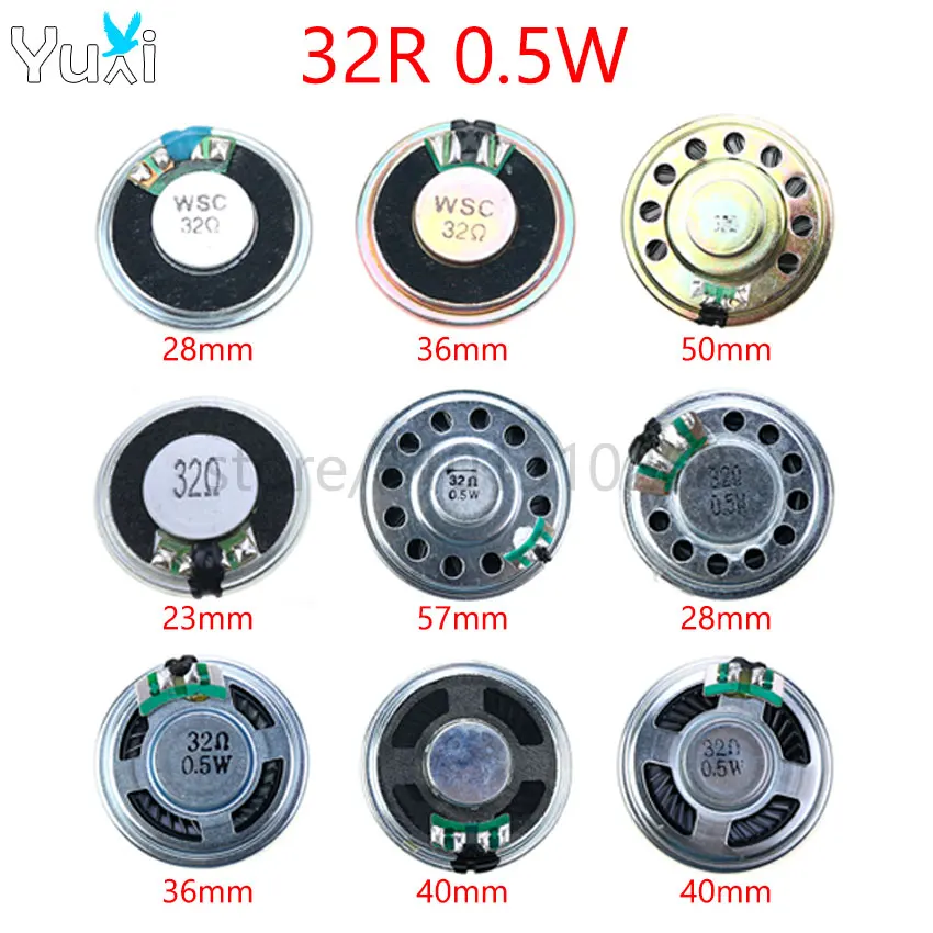 YuXi 1 sztuka Nowy ultracienki głośnik 32 omów 0,5 W 0,5 W 32R Średnica głośnika 23 mm 28 mm 36 mm 40 mm 50 mm 57 mm Głośnik tubowy