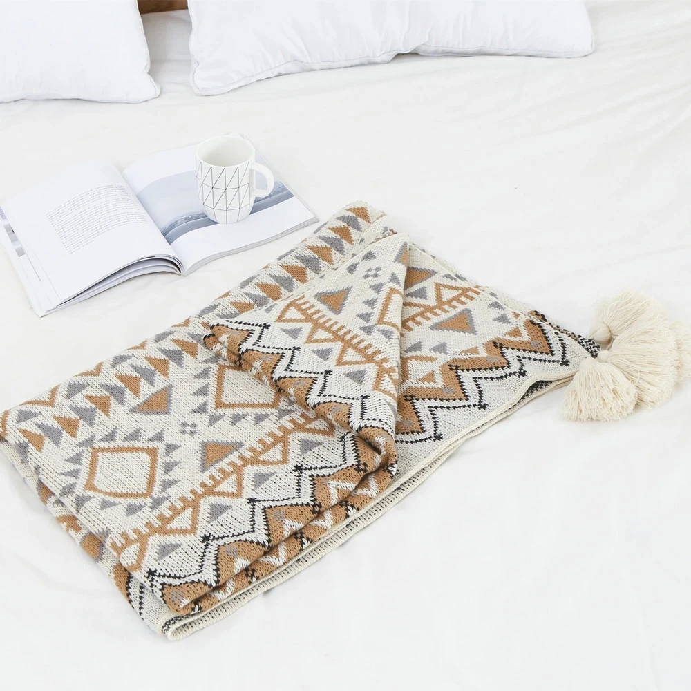 Bohemian Knitted Throw Thread BlanketDeken Cobertor Plaid Bed Decoration Sofa Towel Bed Cover Vintage Tapestry Bedspread Kids
