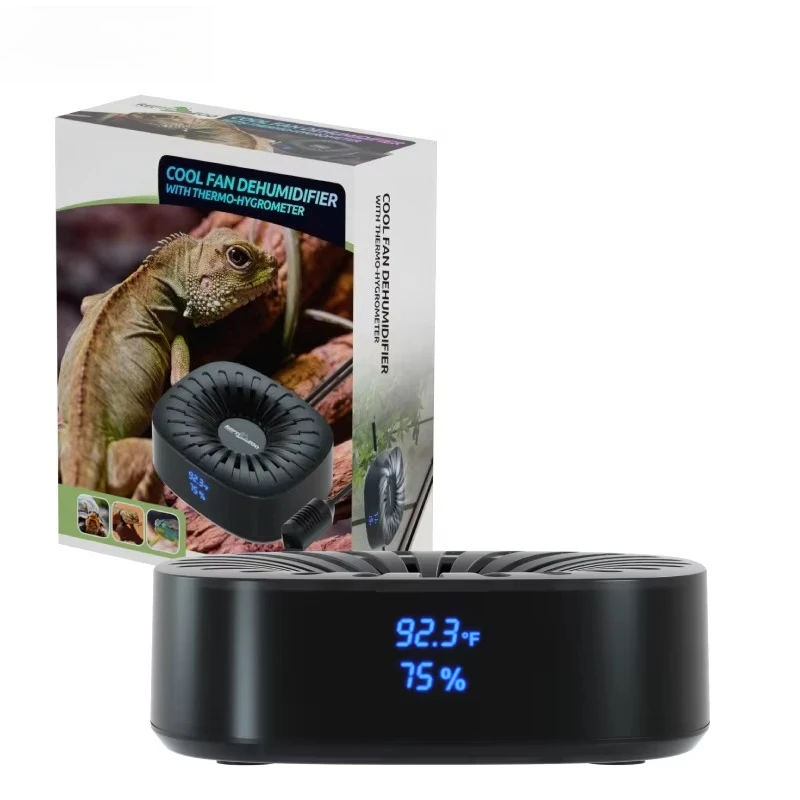 REPTIZOO Eco-Friendly Reptile Air Purifier Fan – Cooler, Dehumidifier & Thermo-Hygrometer