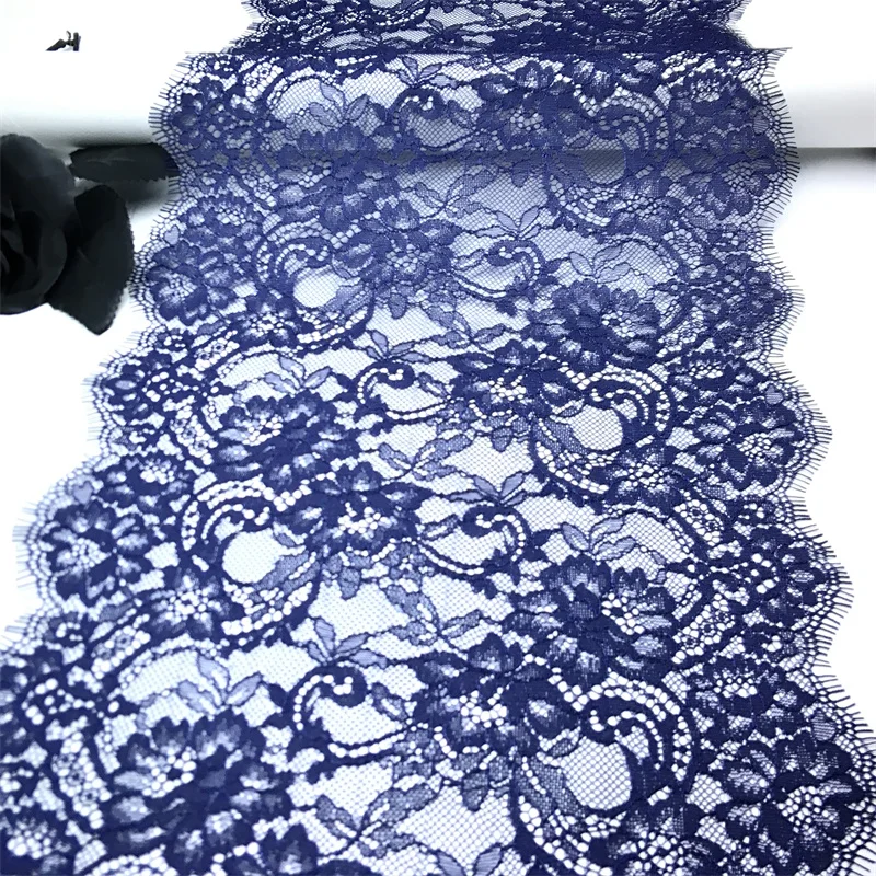 Red French Lace Dark Blue Eyelash Lace Trim DIY Women Underwear Sewing Crafts Quality Chantilly Lace for Lingerie Needle Works