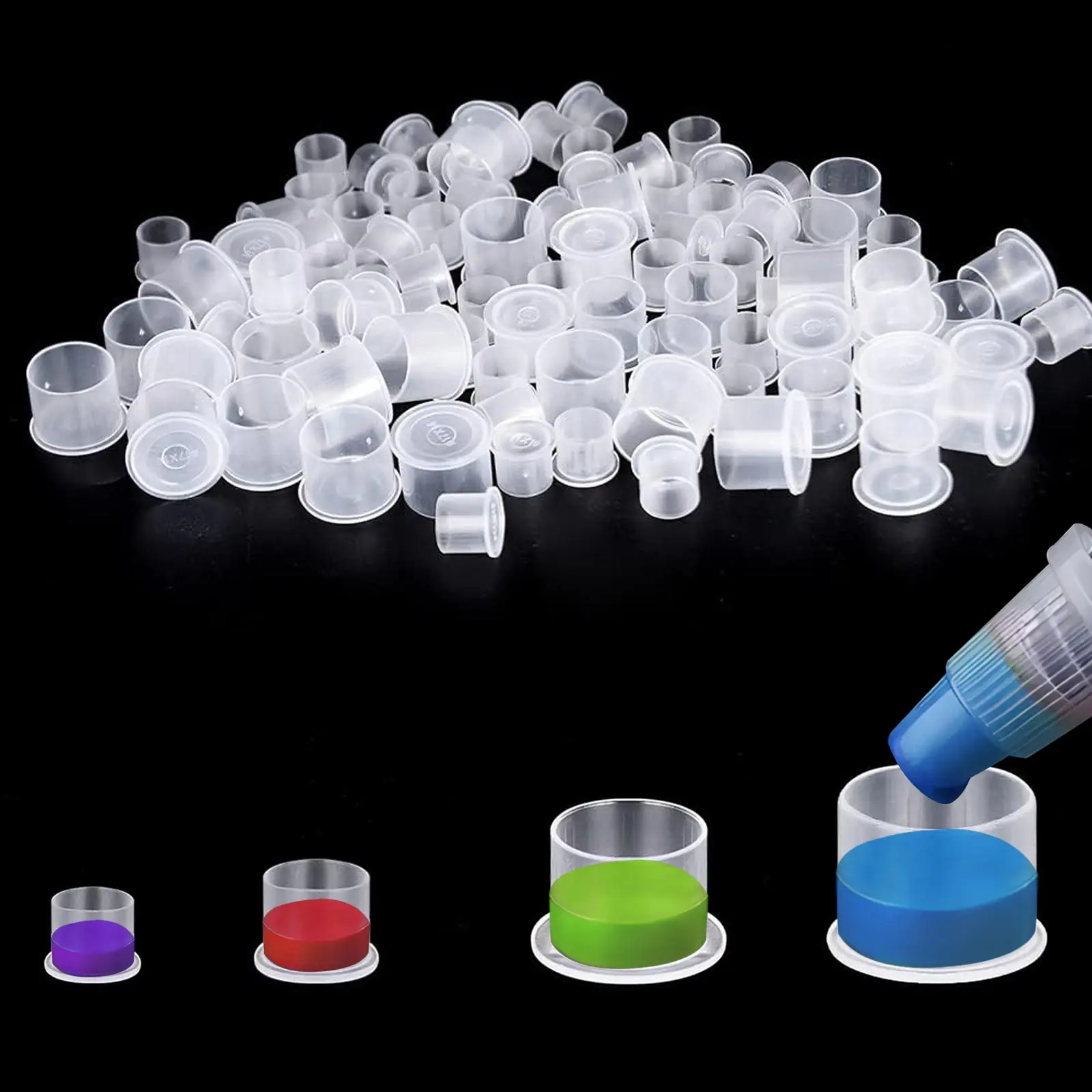 

1000Pcs Plastic Disposable Tattoo Ink Cup Permanent Makeup Pigment Ink Holder Caps Cups Tattoo Pigment Accessories Supplies