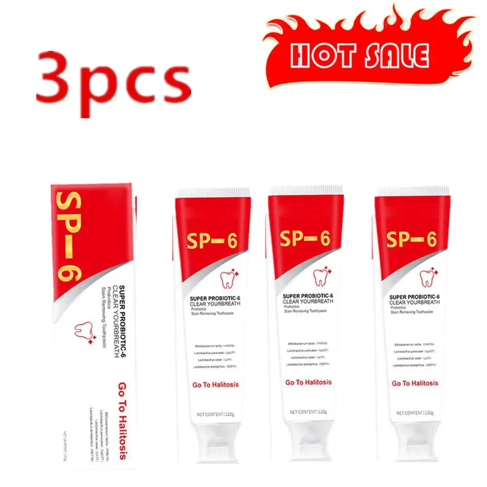 

3X New SP-6 Probiotic Whitening Shark Toothpaste Teeth Whitening Toothpaste Oral Care Fresh Breath Prevents Plaque