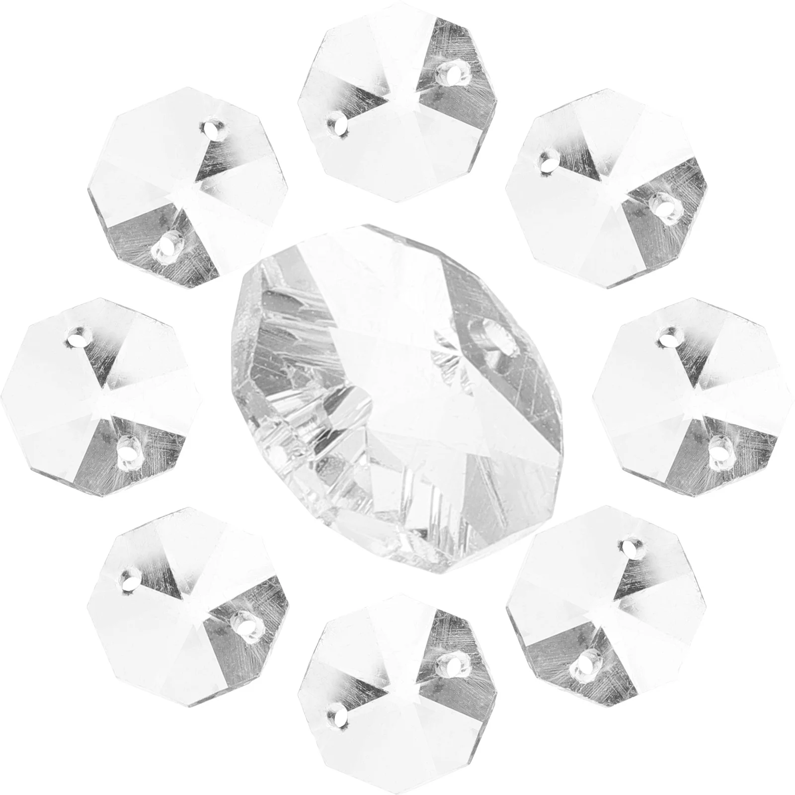 

100Pcs Clear Crystal Octagonal Beads Double Hole DIY Glass Beads for Beaded Curtain Wedding Party Decoration Beaded Curtain