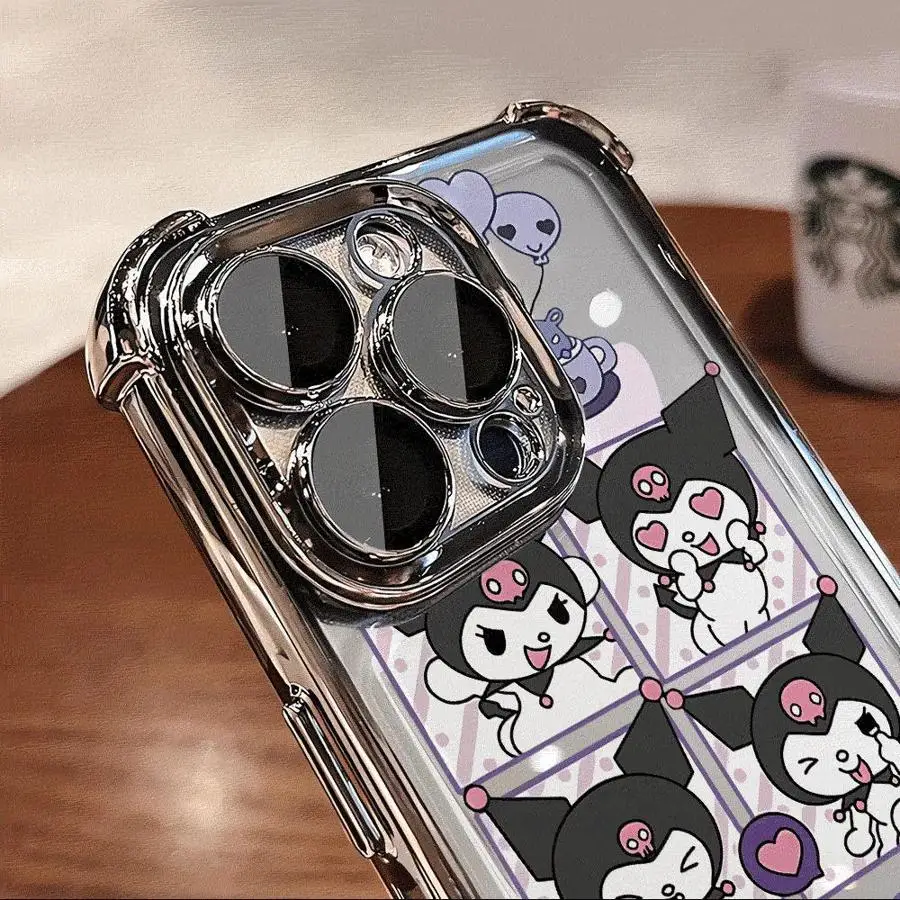حافظة لطيفة سانريو ميلودي كورومي لهاتف آيفون 16 برو ماكس 14 17 اير 11 12 13 15 بلس غطاء هاتف ناعم #4