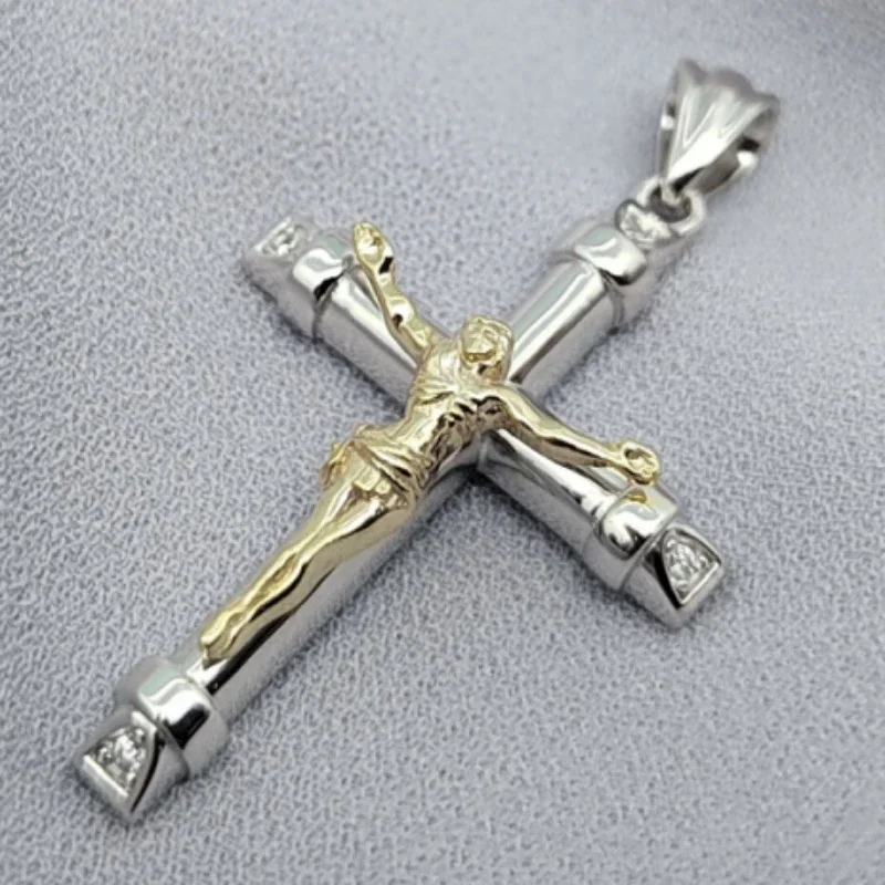 Authentic S925 Silver Jewelry Classic Cross Pendant Simple And Personalized Trend Best-Selling Genuine Gold Electroplating