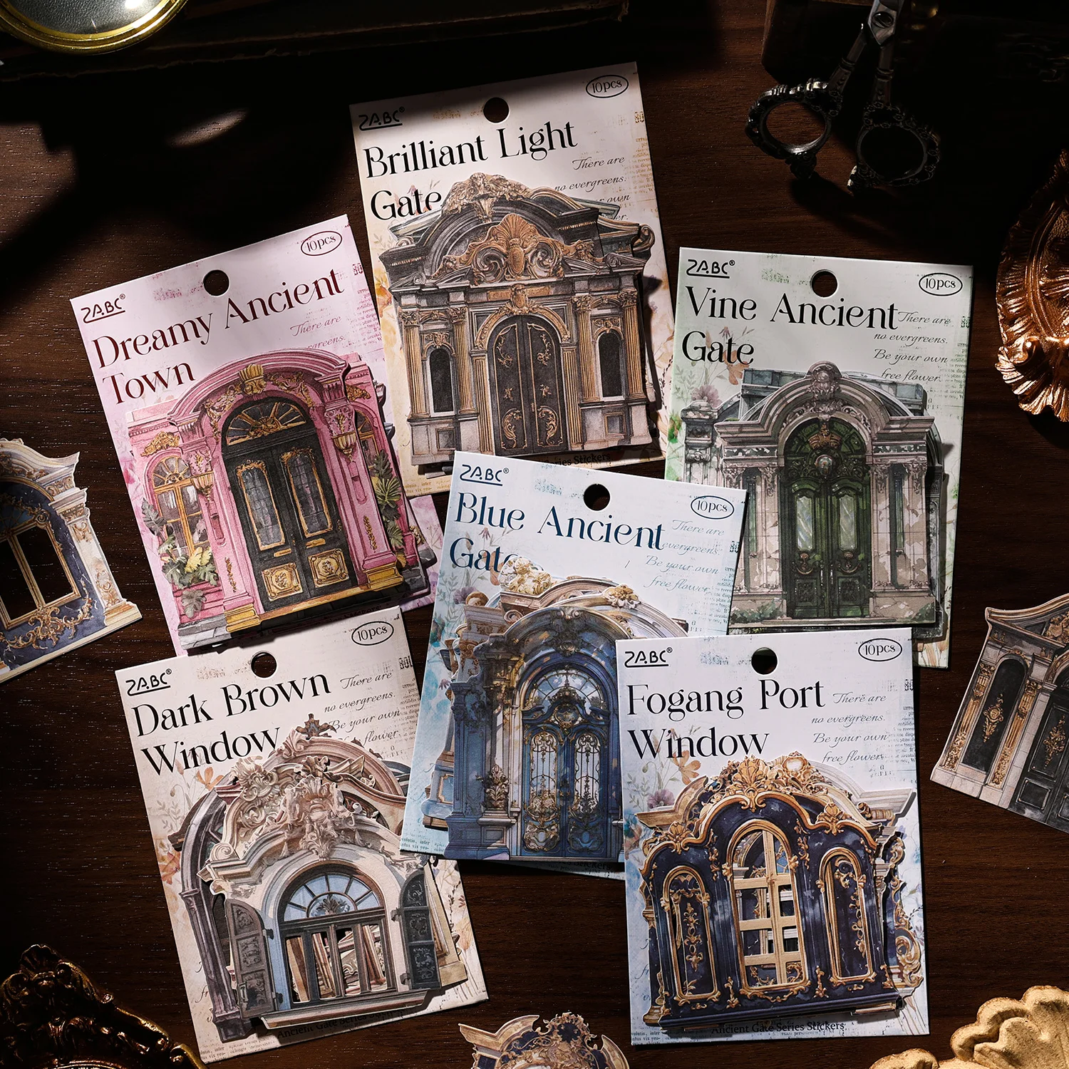 

10PCS Paper Vintage European Door Window Stickers Antique Decor for Journal Scrapbooking