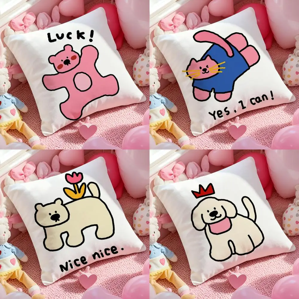 

Pillow Case Nice Dog Cute Plush Fabric Soft Double-Sided Printed Sofa Warm Winter Home Gift Cushion Cover