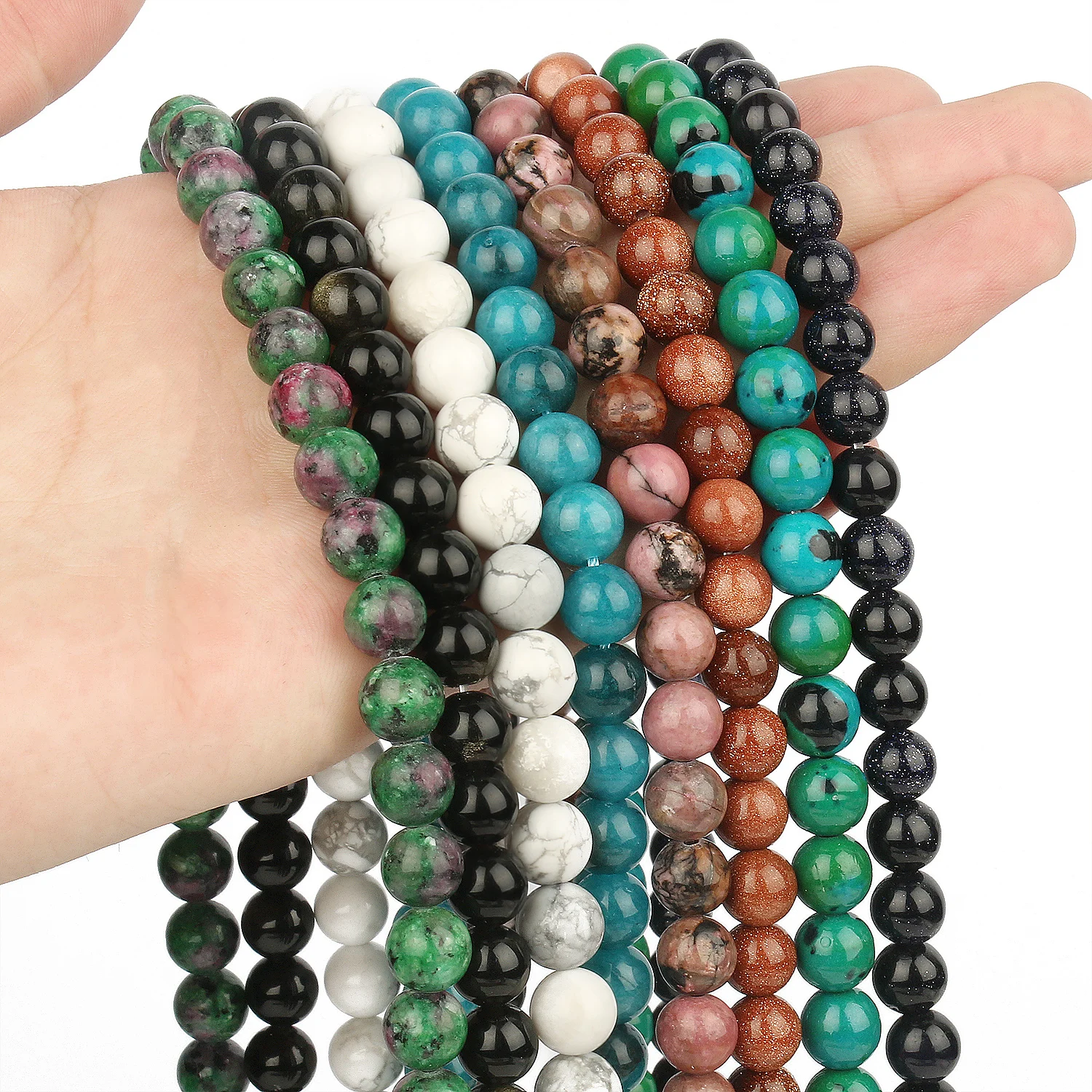Natural Tiger Eye Agate Jade Howlite Minerals Bead Round Loose Stone Beads for Jewelry Making DIY Handcraft Bracelet 4-12mm 15\'\'