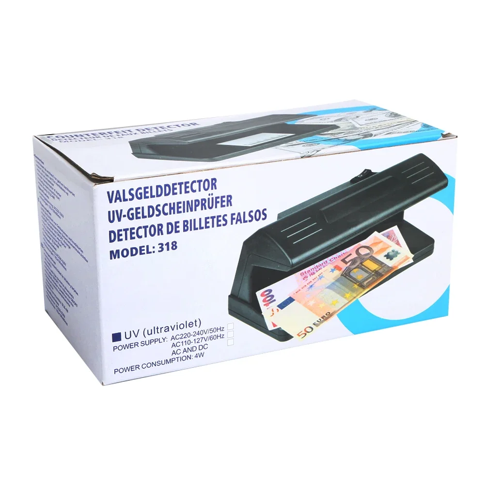 Detector ultravioleta contra facturas de dinero, luz UV, práctico detector de dinero falso, comprobador, enchufe europeo, 4W