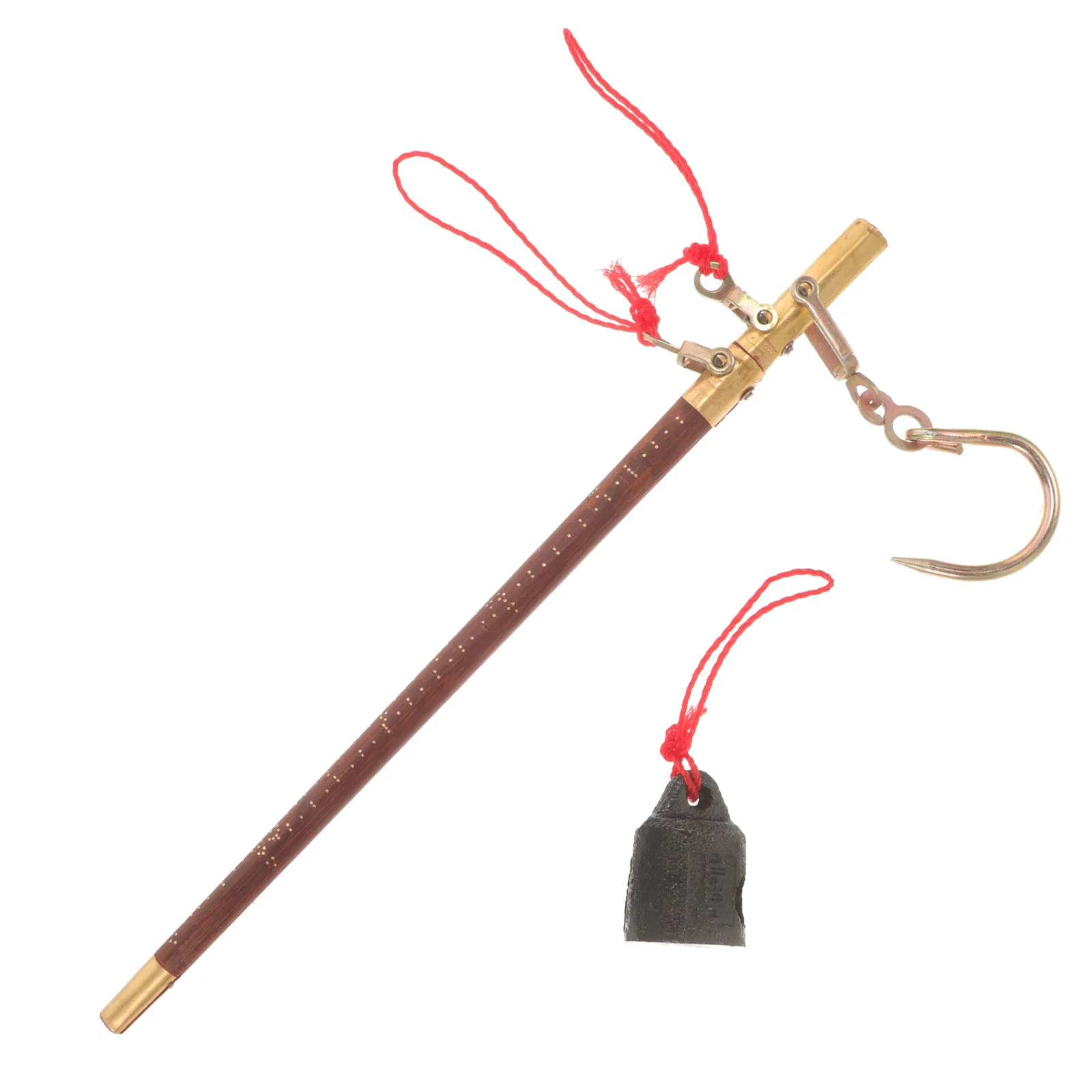 

1Set Chinese Traditional Handheld Wooden Pole Scale Portable Vintage Copper Balance Scale Kitchen Home Medicine Weighing Tool